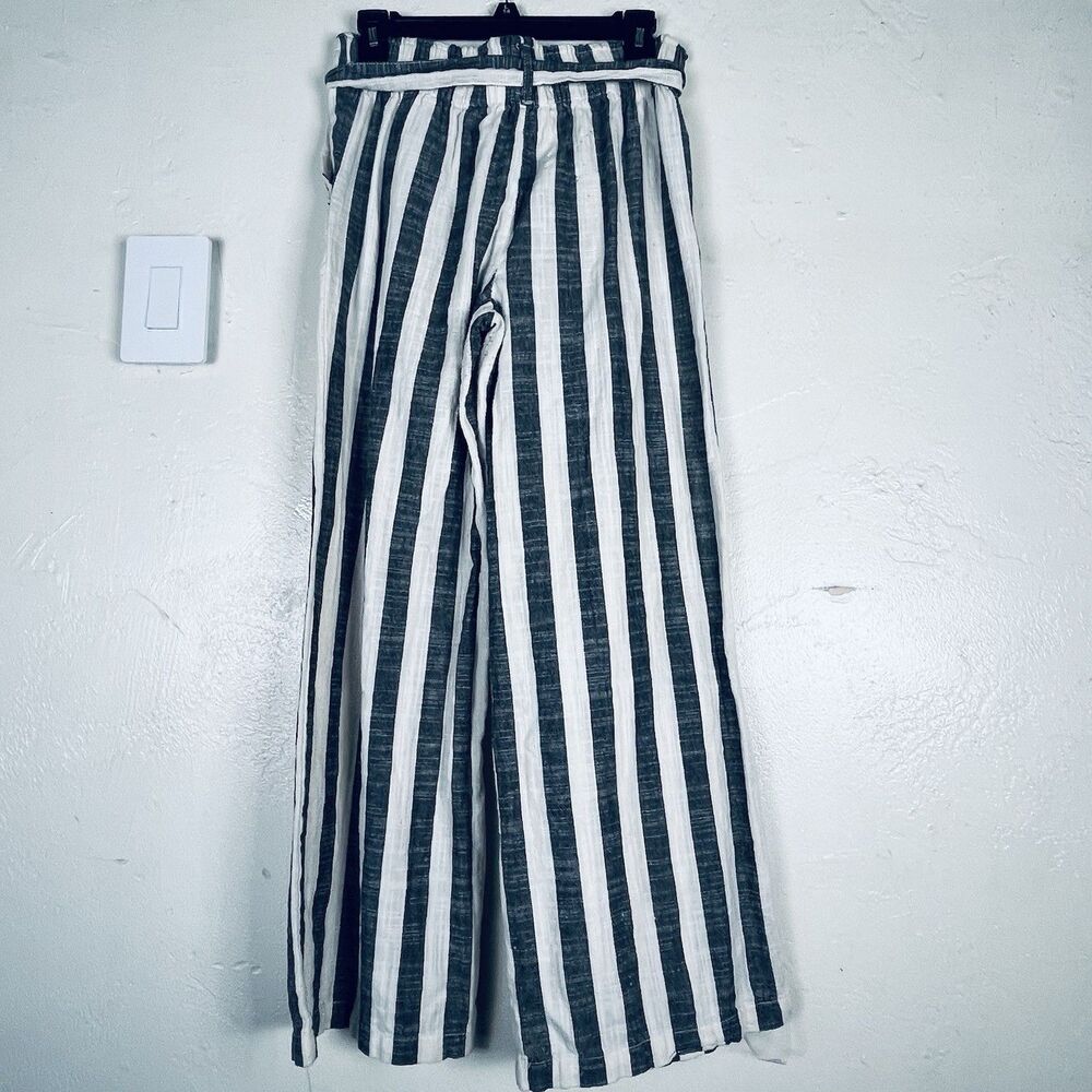 Indigo Rising Linen Cotton Wide Leg Pants Striped Belted Women’s M - Picture 12 of 12